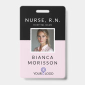 Badge d'infirmière professionnel Black & Pink (Avant)