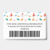 Badge Dinosaur Mignonne Enseignant Amusant (Arrière)