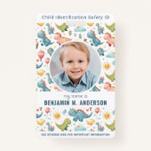 Badge Dinosaure de l'enfant mignon photo personnalisée c (Devant)