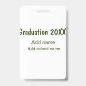 Badge Diplômé 20XX ajouter année nom école vert moderne (Arrière)