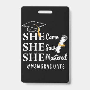 Badge Diplôme MSW Maîtrise de travail social Diplômé