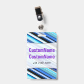 Badge Diverses nuances des rayures bleues ; Nom (Front with Clip)