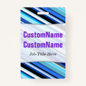 Badge Diverses nuances des rayures bleues ; Nom (Dos)