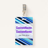 Badge Diverses nuances des rayures bleues ; Nom (Devant avec clip)