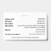 Badge do-it-yourself carte d'identité bleu blanc moderne (Arrière)