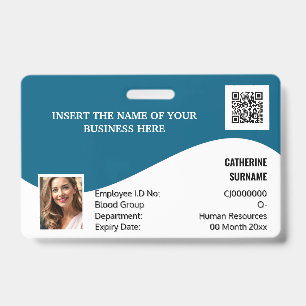 Badge do-it-yourself carte d'identité bleu blanc moderne