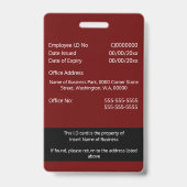 Badge do-it-yourself Carte d'identité de l'employé Bourg (Dos)