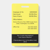Badge do-it-yourself carte d'identité de l'employé jaune (Dos)