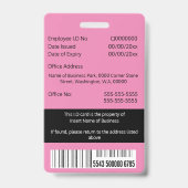 Badge DO-IT-YOURSELF Carte d'identité de l'employé modèl (Back)