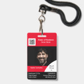Badge do-it-yourself carte d'identité de l'employé rouge (Face avec cordon)