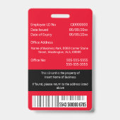 Badge do-it-yourself carte d'identité de l'employé rouge (Dos)