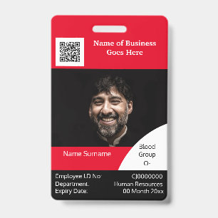Badge do-it-yourself carte d'identité de l'employé rouge