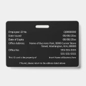 Badge do-it-yourself carte d'identité fausse argent noir (Dos)