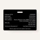 Badge do-it-yourself carte d'identité fausse argent noir (Dos)