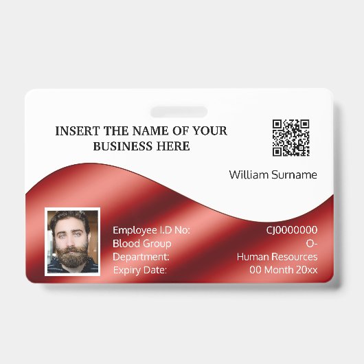 Badge do-it-yourself carte d'identité fausse rouge | log (Front)