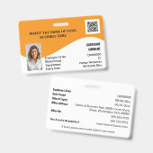 Badge do-it-yourself carte d'identité orange blanc logo  (Avant & arrière)