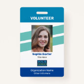 Badge do-it-yourself Volunteer, Photo Name Logo & All In (Devant)
