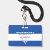 Badge Docteur MD| ID photo de l'employé Médicale de l'hô (Dos avec cordon)