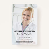 Badge Docteur Médicale | Médecin avec stéthoscope (Devant)