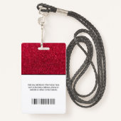 Badge Docteur Photo Logo Typographie Code barre Nom roug (Derrière avec lanière)