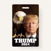 Badge Donald Trump 2024 Photo - aigle chauve sur l'épaul (Dos)