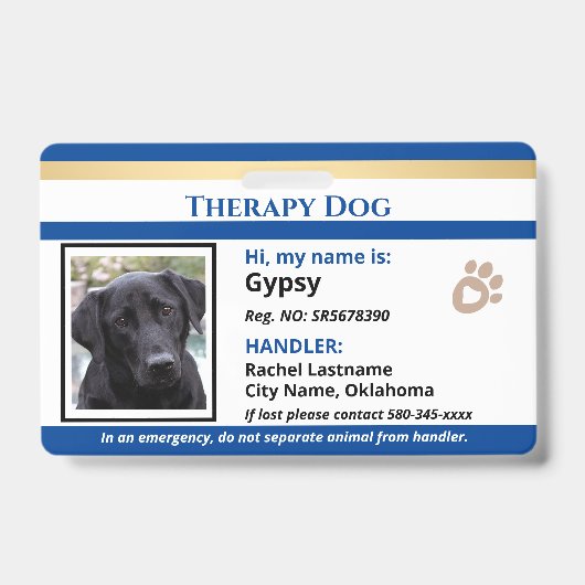 Badge d'option de photo d'identification d'animal (Avant)