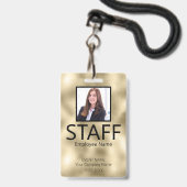 Badge doré d'événement de code QR de personnel per (Avant avec lanière)