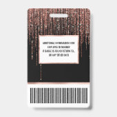 Badge Dory Rose Noire Gold Sparkly Glitter Fringe (Arrière)