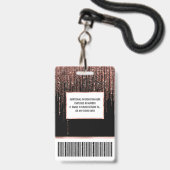 Badge Dory Rose Noire Gold Sparkly Glitter Fringe (Arrière avec lanière)