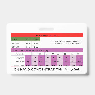 Badge Dosage Rapide RE: Induction/Sédation de Midazolam