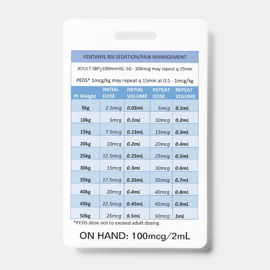 BADGE DOSSIER RAPIDE RE : FENTANYL POUR LA SÉDATION ET L (Face)