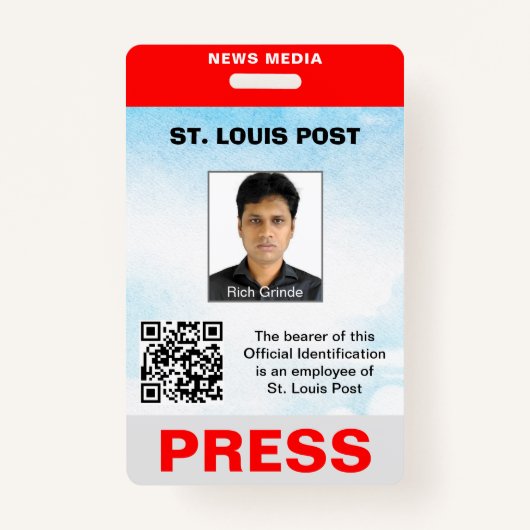 Badge Double face rouge gris clair photo et QR Code Appu (Devant)
