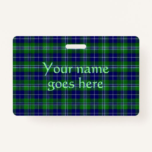 Badge Douglas Official Tartan - nom bleu et vert (Devant)