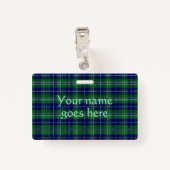 Badge Douglas Official Tartan - nom bleu et vert (Dos avec clip)