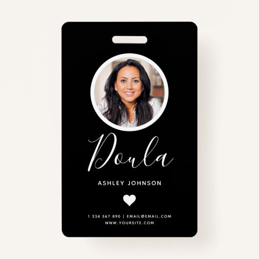 Badge Doula Midwoman moderne Ajouter votre photo Noir (Devant)