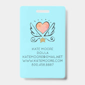 Badge Doula Ou Coeur De Mini-Femme Avec Nom D'Ailes (Arrière)