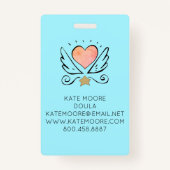 Badge Doula Ou Coeur De Mini-Femme Avec Nom D'Ailes (Dos)