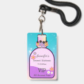 Badge doux 16 floral bouteille de parfum holographique é (Front with Lanyard)