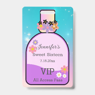 Badge doux 16 floral bouteille de parfum holographique é