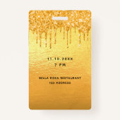 Badge Doux 16 gouttes de parties scintillant or métalliq (Dos)