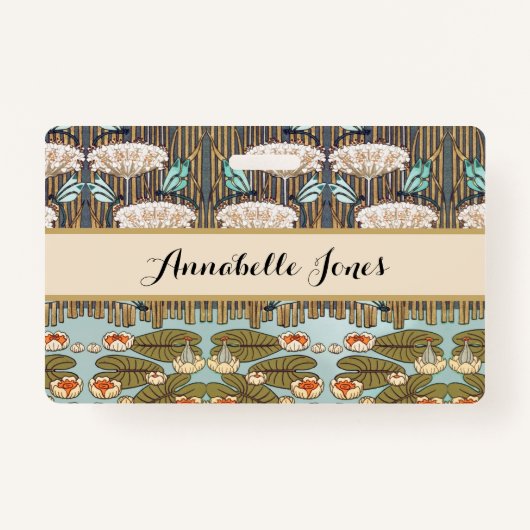 Badge Dragonflies Water Lilies Marais Art Nouveau (Devant)