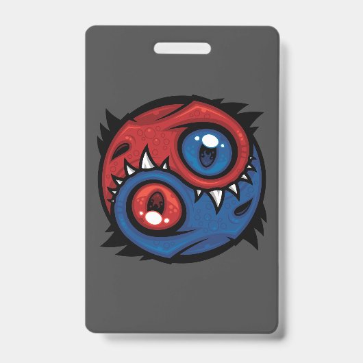 Badge Dragons Yin Yang Rouge et Bleu (Avant)