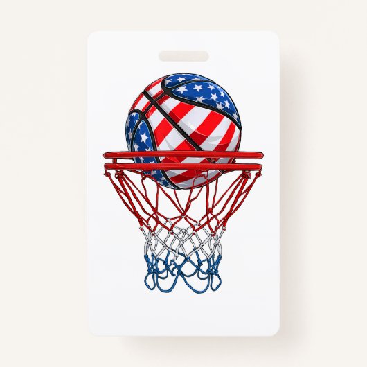 Badge Drapeau américain de basket-ball 4 juillet américa (Devant)