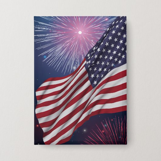 Badge Drapeau américain et feux d'artifice (Recto)