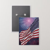 Badge Drapeau américain et feux d'artifice (Recto/Verso)