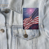 Badge Drapeau américain et feux d'artifice (Insitu)