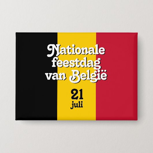 Badge Drapeau belge néerlandais Fête nationale van Belgi (Recto)