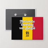 Badge Drapeau belge néerlandais Fête nationale van Belgi (Recto/Verso)