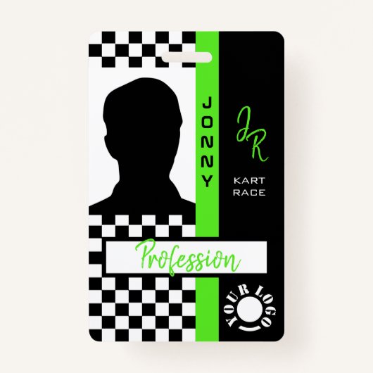 Badge Drapeau de course en damier Ligne verte Course pho (Devant)