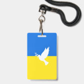 Badge Drapeau de l'Ukraine - La colombe de la paix - Lib (Front with Lanyard)